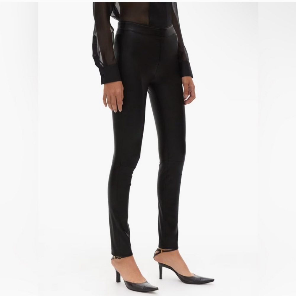 Helmut Lang Stretch Leather Legging Pants Black Size 0 - Picture 4 of 7